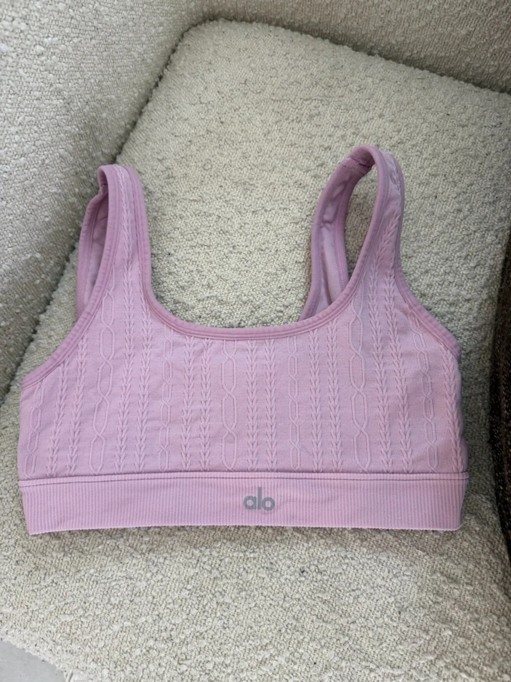 ALO Yoga Lilac Seamless Cable Knit Sports Bra S/P | Matching Set Available